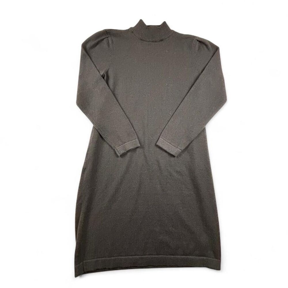 Nina Leonard Black Sweater Dress Women’s Medium Mock Neck Long Sleeve Knit